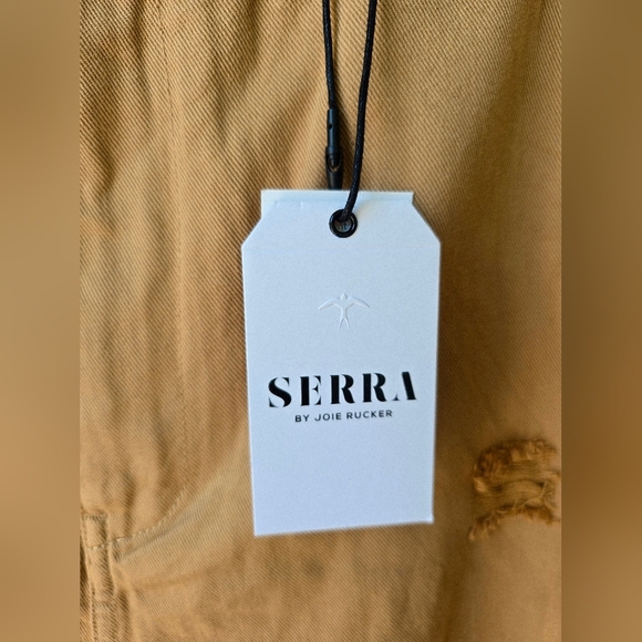 SIERRA Camel Sahara Tan Brown Distressed  Jean Shorts Size 29 Waist 18" - Picture 3 of 6